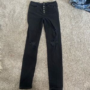 american eagle black high waisted stretch jeans